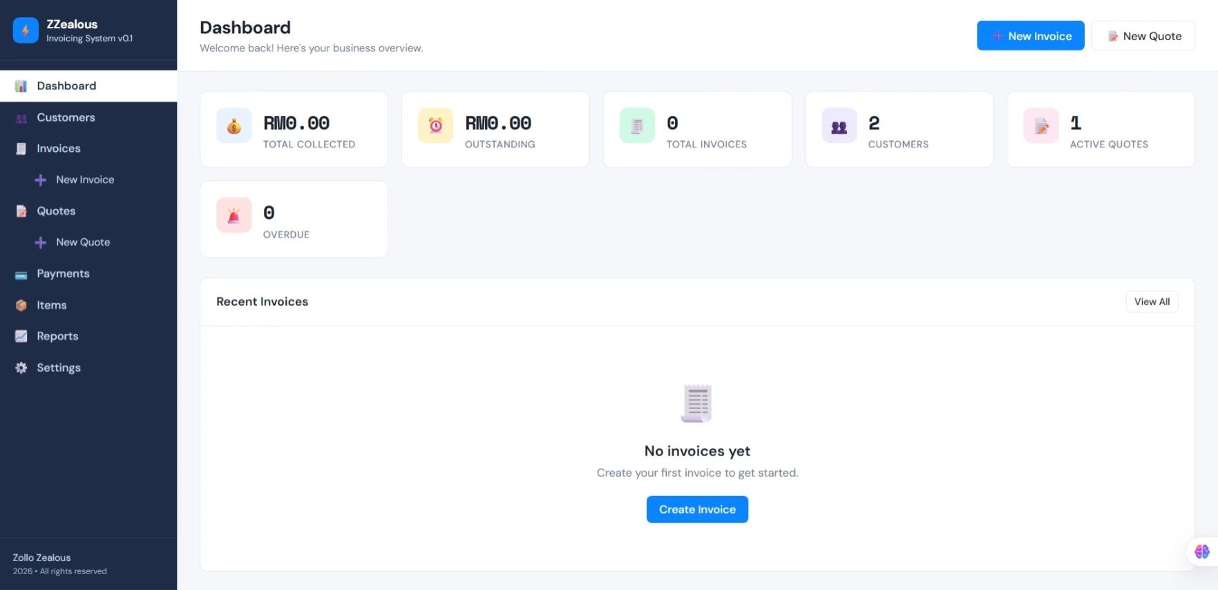 Zollo Zealous Invoice System